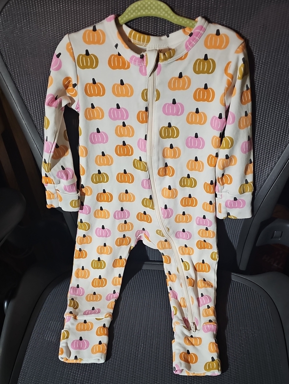 Cream Pumpkin-Print Zip Footie Pajamas for Kids - Orange & Pink Pumpkins